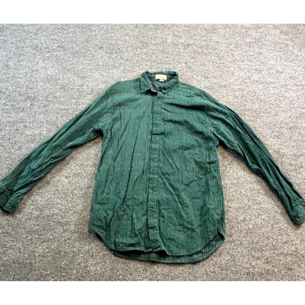 Bachrach Button-Up Shirt Men's M Green Geometric Cotton Preppy Career Office